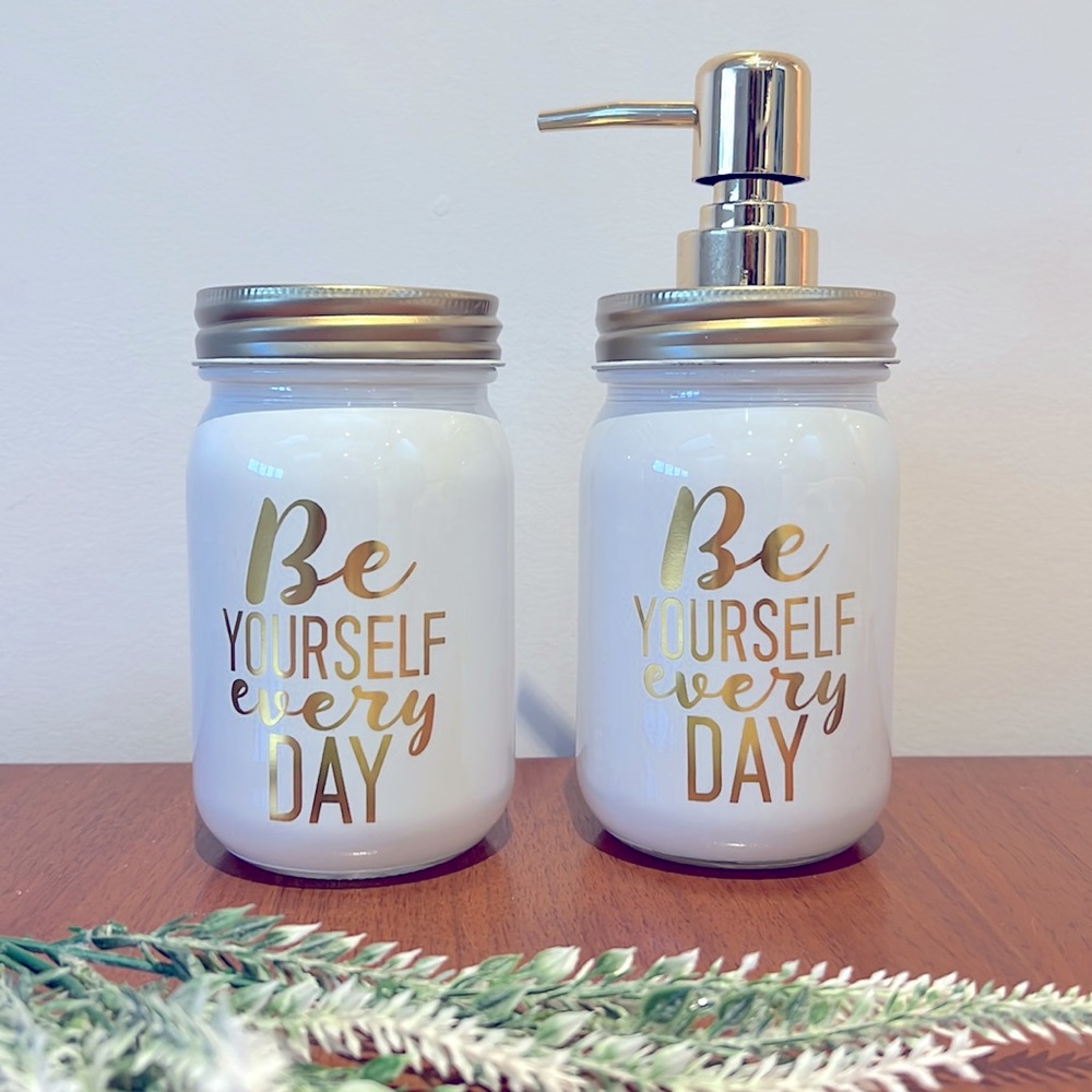 MASON JAR soap dispenser & toothbrush holder + FREE bamboo toothbrush - Picture 2 of 4